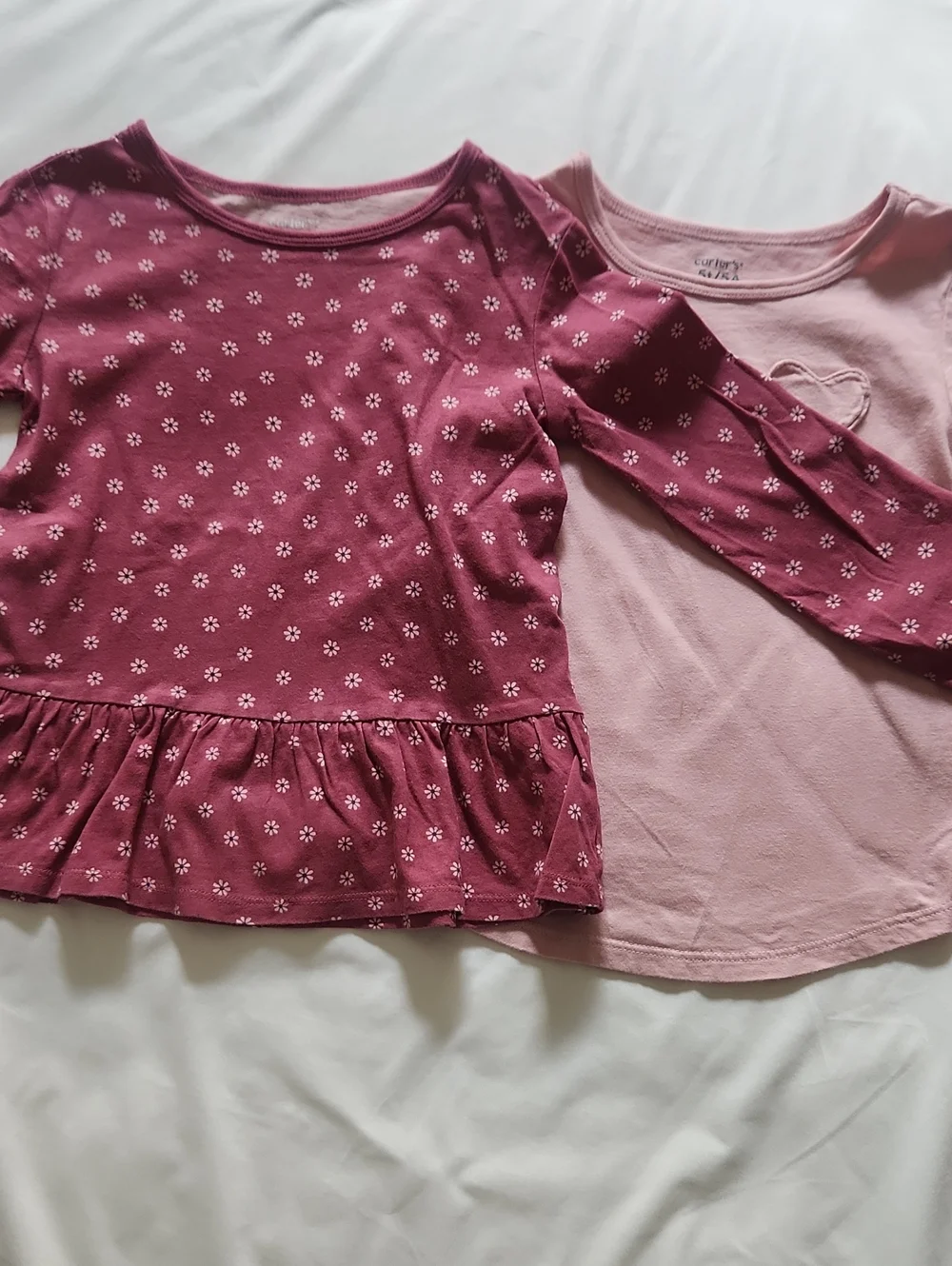 Carter's Pink & Mauve Long-Sleeve Floral and Heart Tee Set